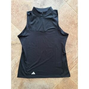 Women's Adidas Ultimate365 Zip Mock Black Size Small Sleeveless Polo Shirt NWT